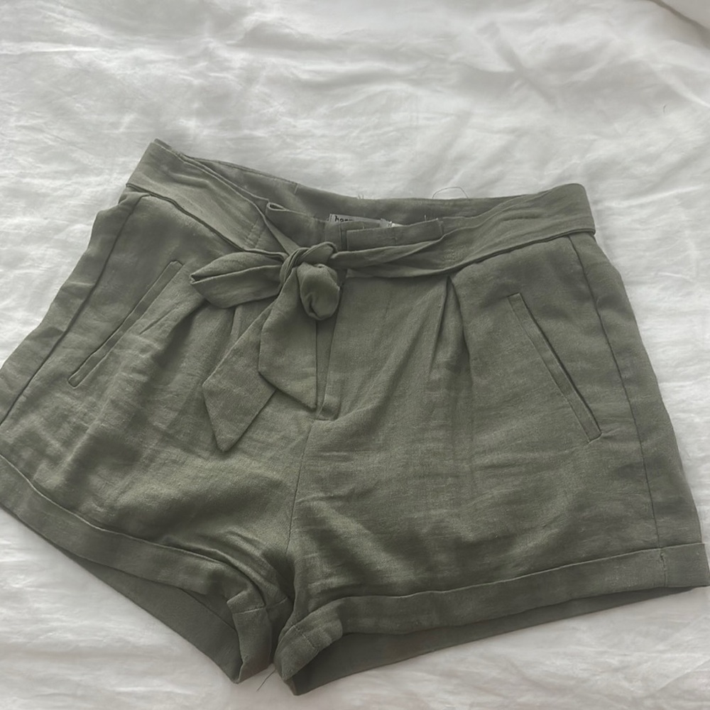 Olive Green Tie-Waist Shorts